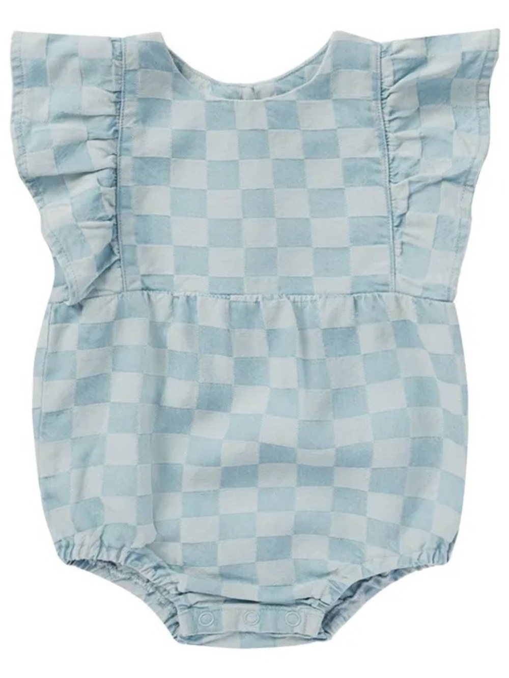 Rylee + Cru Light Blue Check Bubble Romper